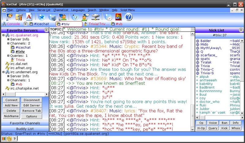 IceChat IRC Client Screenshot